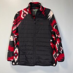 Lauren Ralph Lauren Active Womens 1X Fleece Puffer Jacket Southwestern Red Black